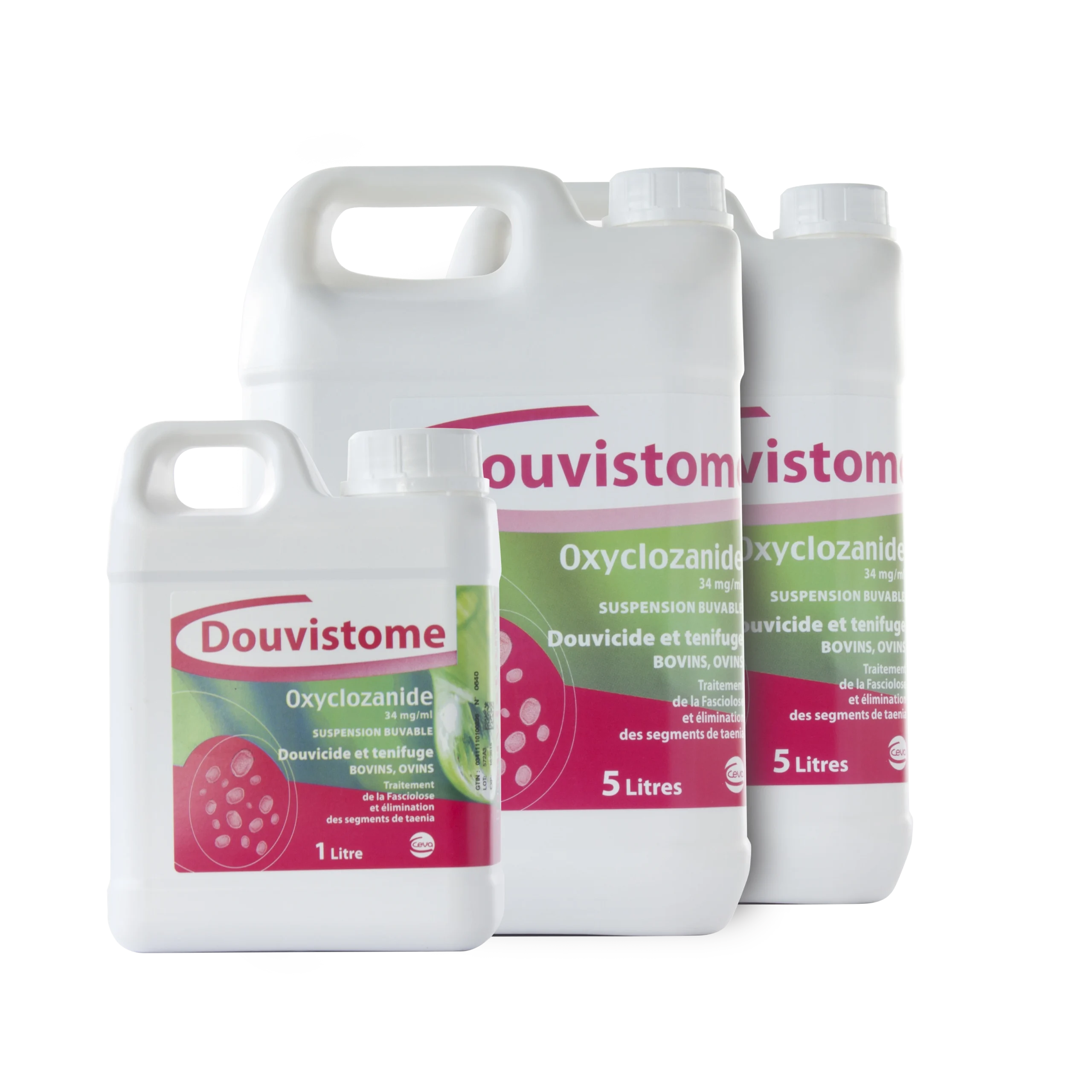 Douvistome suspension buvable pour bovins et ovins, disponible en 1L et 2x 5L