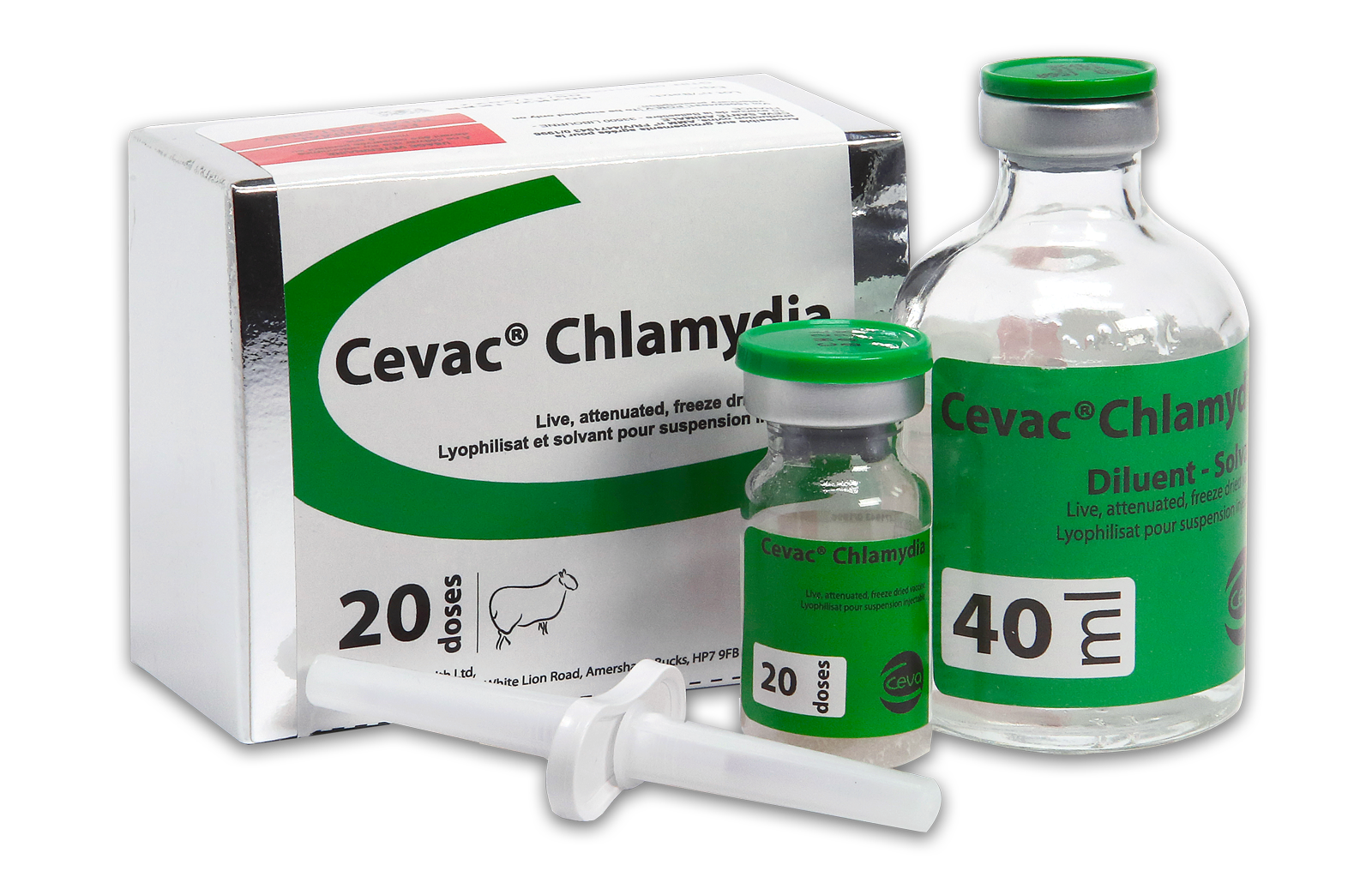 Cevac Chlamydia box and bottles