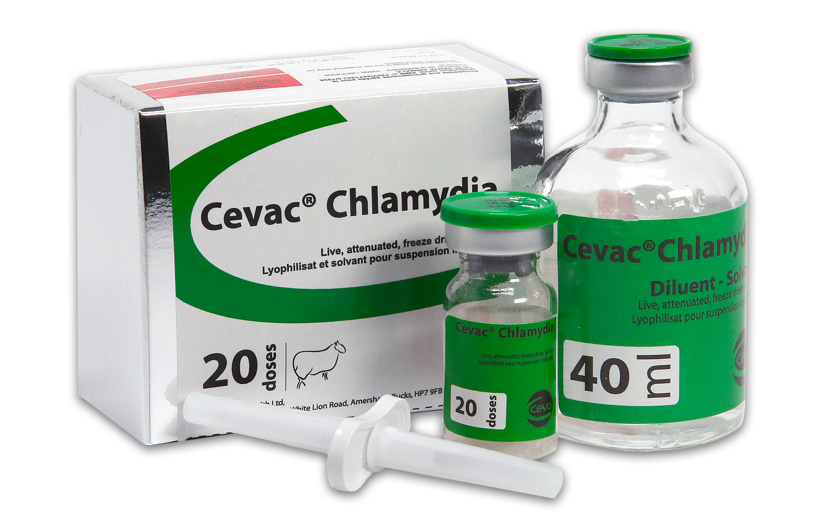 Cevac Chlamydia box and bottles